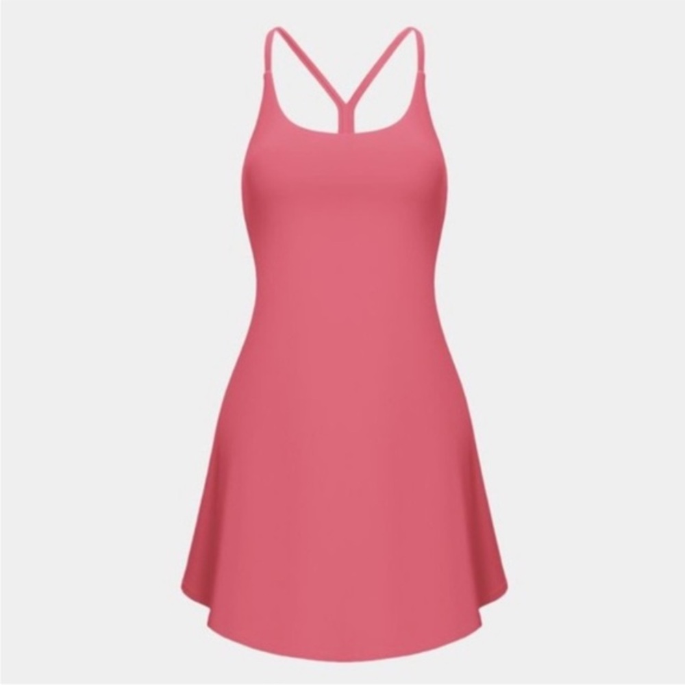 NWT Halara Coral Athletic Euphoria Air Cloudful Strappy Shorts Dress Rose Medium
